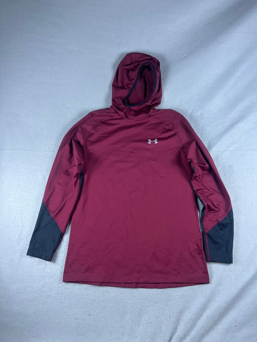 Under Armour Hoodie Mens M Maroon Funnel Neck ColdGear Fitted Sports Sweatshirt